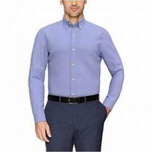 Buttoned Down Mens Blue Slim Fit Long Sleeve Casual Dress Shirt Size 17.5/35